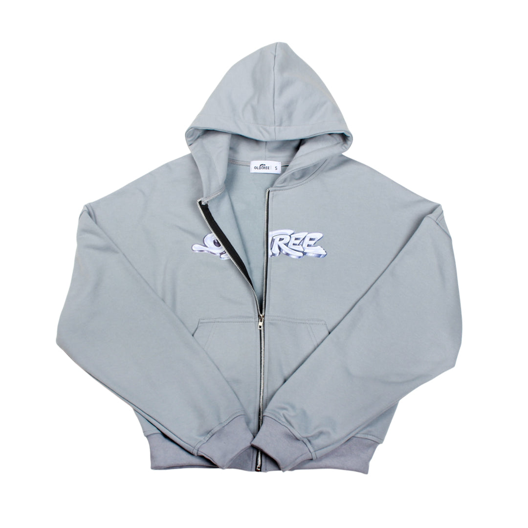 Hoodie Zip Bubble Boxy Fit Old Tree